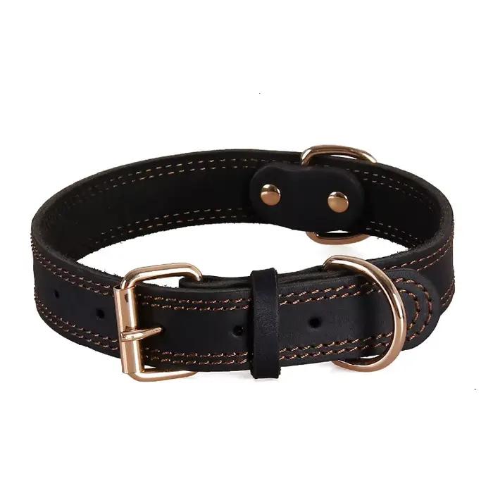Benepaw – collier pour chien en cuir véritable de qualité, Durable, Vintage, robuste, antirouille, D