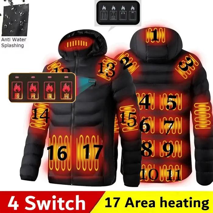 Hommes hiver chaud USB vestes chauffantes Thermostat intelligent couleur Pure à capuche vêtements chauffants imperméable