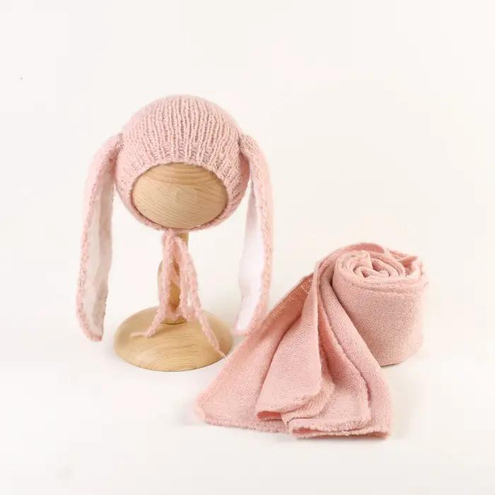 Ensemble bonnet lapin en tricot pour nouveau-né
