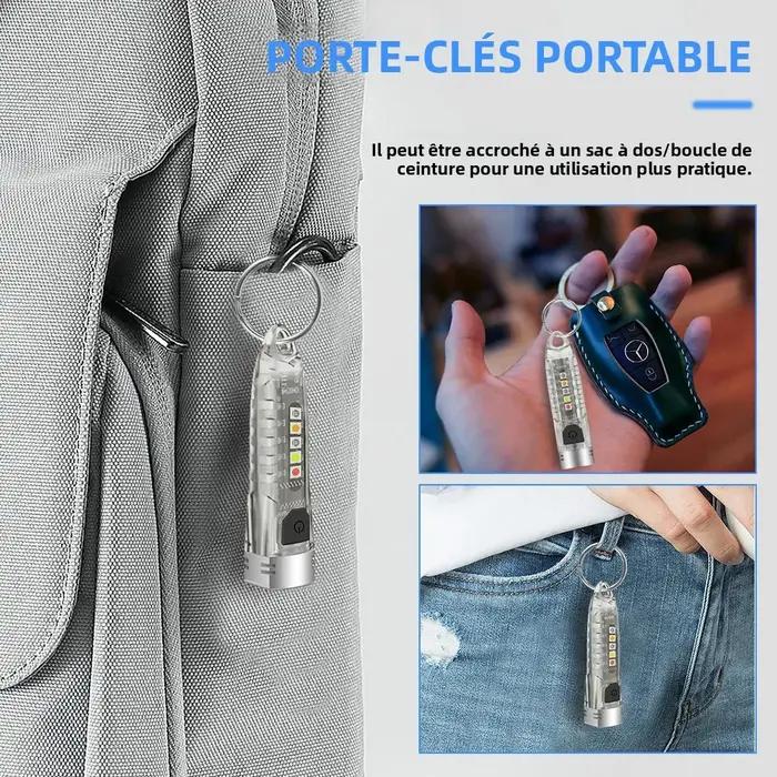 BORUiT V1 400LM UV porte-clés lampe de poche LED EDC Rechargeable étanche Fluorescent