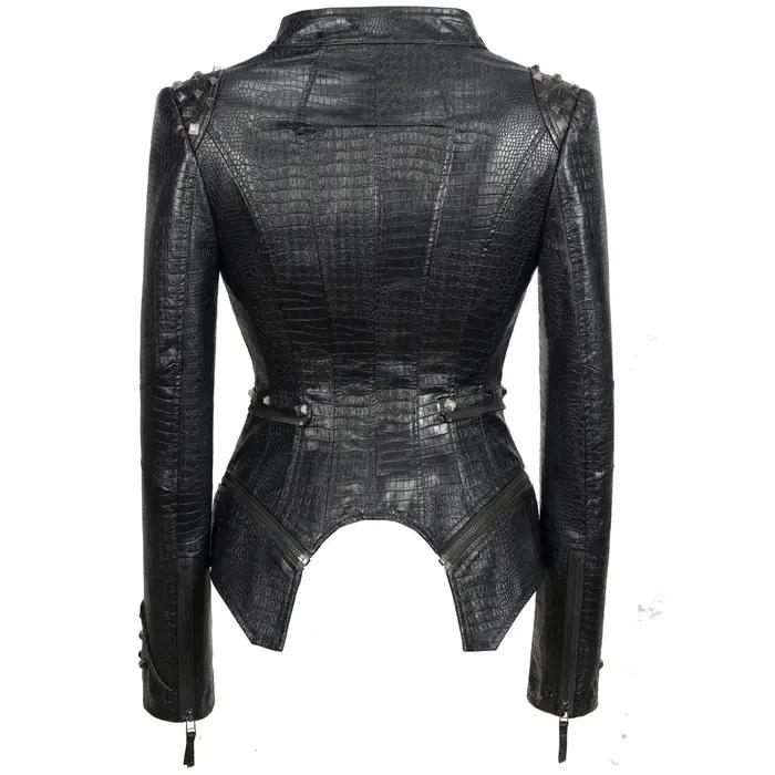 Mode SX femmes Crocodile Rivet PU veste forme parfaite moto vélo veste