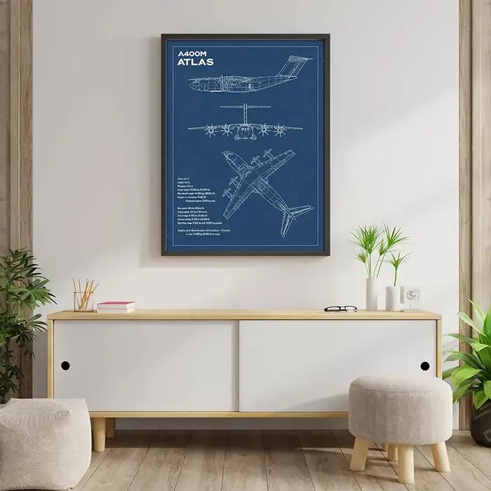 Affiche d'avion de l'armée de l'air, imprimés brevetés Airbus, plan d'aviation de chasse, peinture sur toile, images d'art murales, décoration de maison