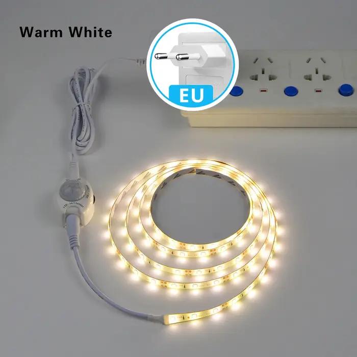 Placard lumineux LED 1M-5M avec capteur de mouvement PIR veilleuse 12V 2835 bande LED pour cuisine chambre salle de bain