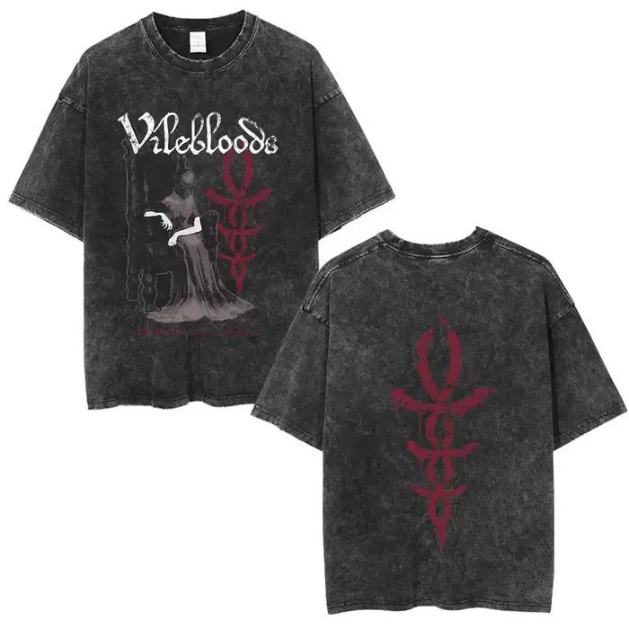 T-shirt délavé vintage avec logo Bloodborne imprimé