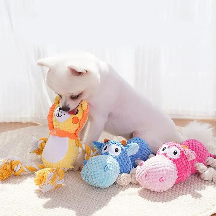Jouets pour animaux de compagnie hippopotame couinants pour chiens moyens