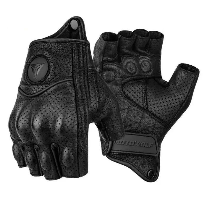 Gants de Moto d'Été en Cuir de Chèvre Demi-Doigt Polyvalent pour Hommes et Femmes Occasions Spéciales Motocross Cyclisme