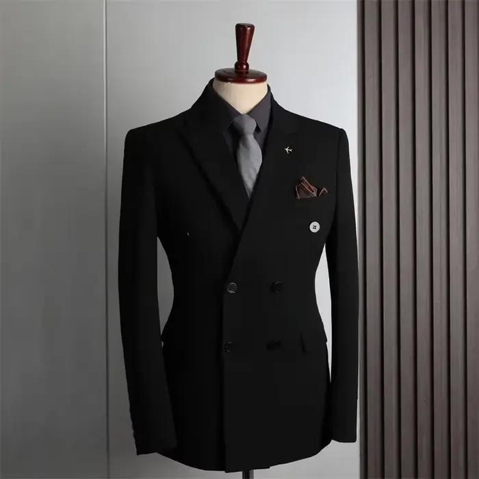 Blazer décontractée en coton Mititarewind pour hommes, vestes de costume, ajustement droit, double boutonnage, pour quatre saisons, polyvalentes et élégantes pour diverses occasions