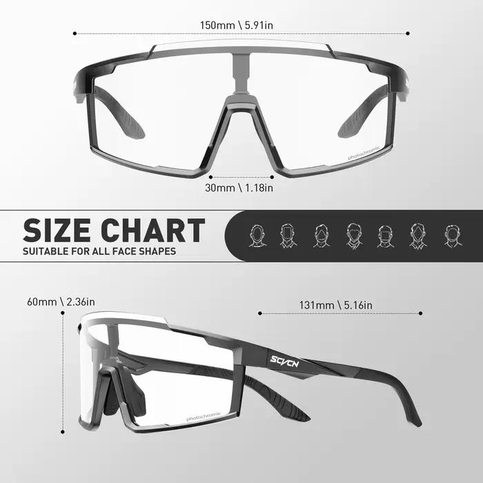 Lunettes vélo photochromiques SCVCN UV400 pour VTT cyclisme randonnée homme femme