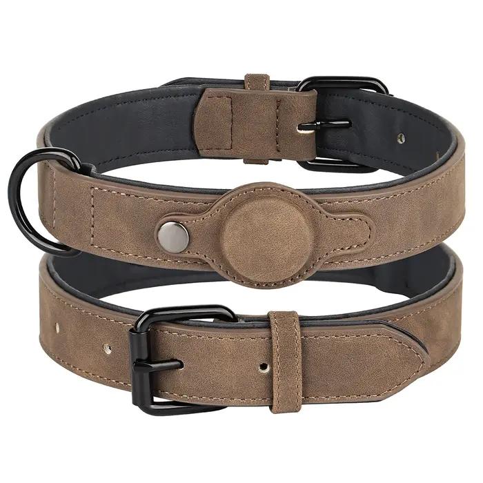 Collier de chien en cuir PU colliers pour animaux de compagnie de haute qualité collier d'étiquette Anti-perte réglable pour accessoires pour chiens de petite et moyenne taille