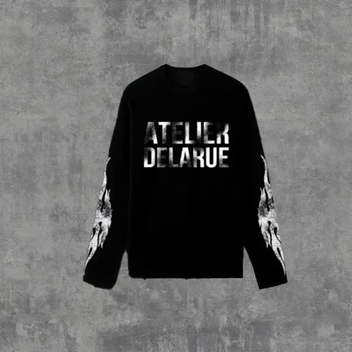 Y2K Harajuku rétro Niche à manches longues imprimé lettre flamme hauts nouvelle mode décontracté confortable Streetwear