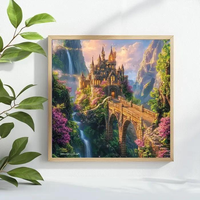 Kit de points de croix château dans les montagnes broderie peinture suspendue tissu 11 carats 14 carats tableaux artistiques occasions spéciales