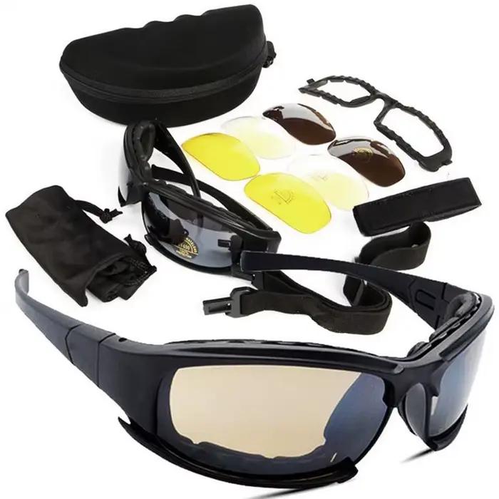 Lunettes tactiques polarisées militaire chasse randonnée hommes avec 4 lentilles et boîtier original