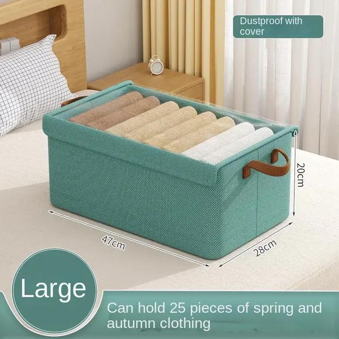 Boîte de rangement pour vêtements grande capacité pliable couvercle anti-poussière tissu non tissé vert durable maison organisation美好生活整理箱,大容量可折叠防尘盖,环保无纺布绿色耐用家庭整理