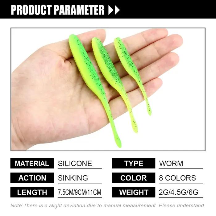 Spinpoler bâton ver Softbait leurre de pêche salé queue droite 75mm 90mm 110mm parfait natation plas