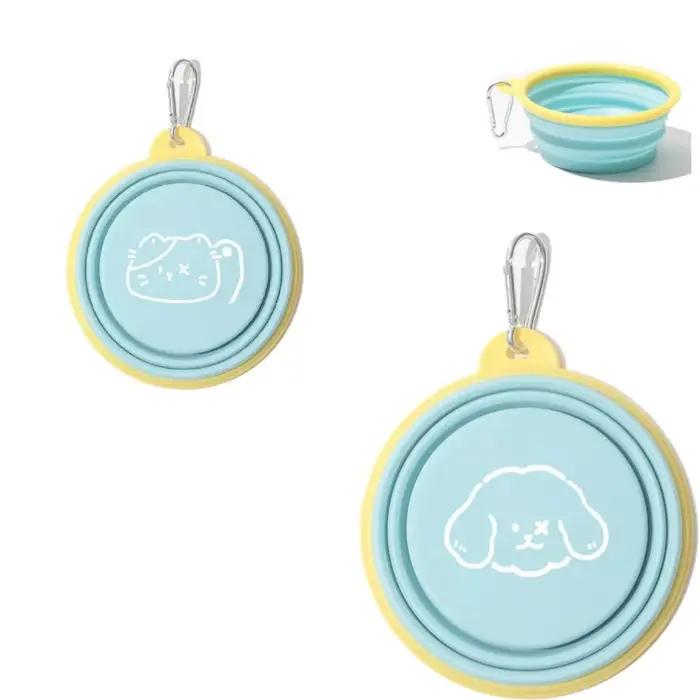 Bol pliable pour chien - Bol portable pour nourriture et eau pour animaux de compagnie avec crochet de fixation