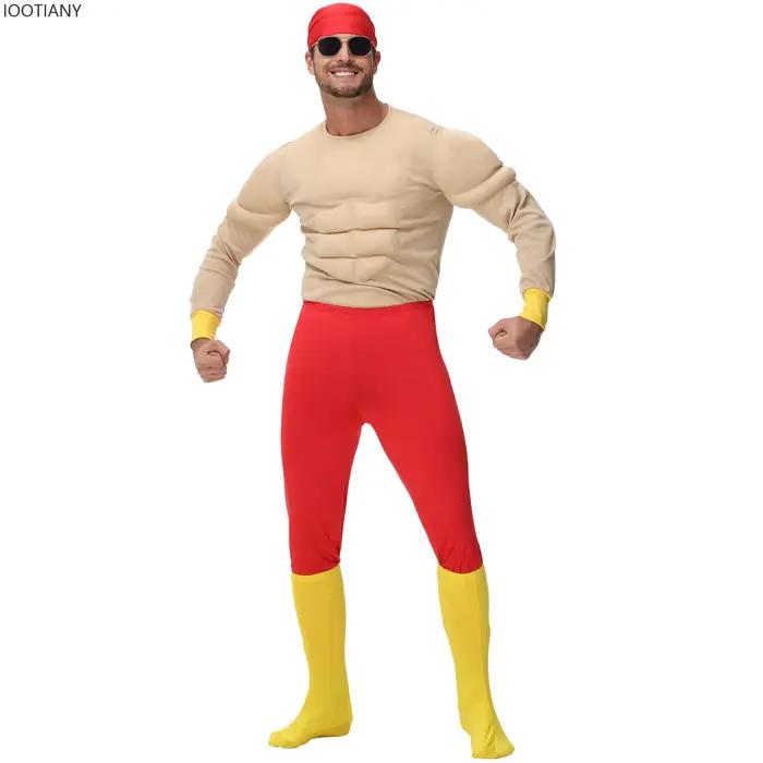 Lutteur Hulk Hogan Costume adulte Macho Super Muscle Costume drôle Halloween fête de vacances scène