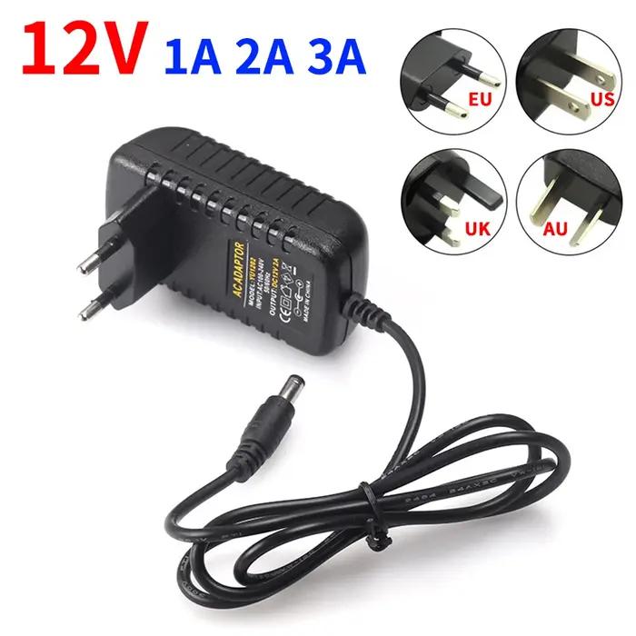 Alimentation électrique DC 12V 1A 2A 3A, adaptateur convertisseur AC100-240V DC12V EU/US/UK/AU, pris