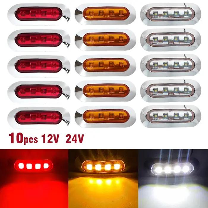 Feu arrière de marqueur latéral ambre 4 SMD 12V 24V, 10 pièces, feu de marqueur Led étanche, feu de