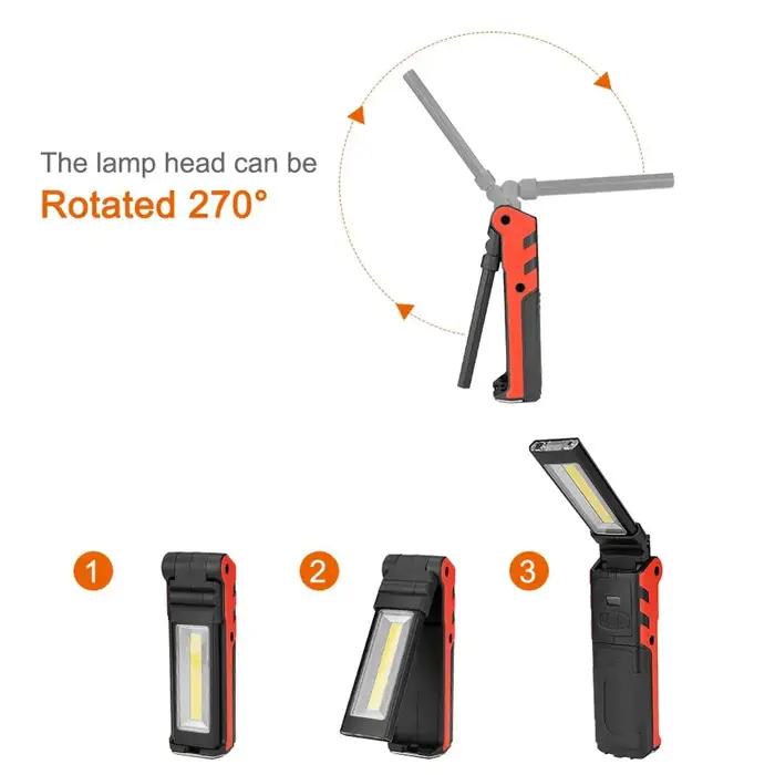 Lampe de travail LED COB à intensité variable, lampe de poche Rechargeable par USB, lampe d'inspecti