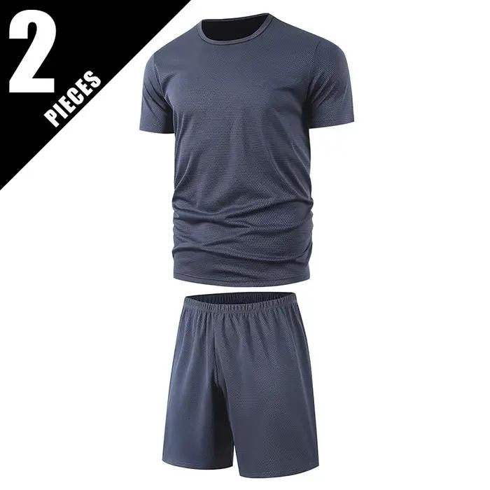 Ensemble d'été 2 pièces en maille multicolore pour hommes