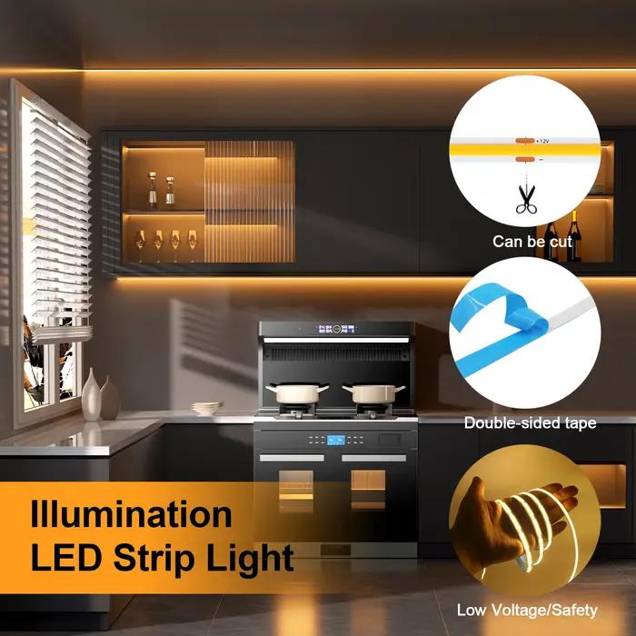 Bande lumineuse LED COB 3MM 5MM 8MM, 5V 12V, 320 diodes/M, 3000K 4000K 6000K, ruban Flexible haute d