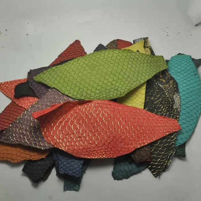 25*10 cm coloré véritable saumon peau de poisson pièce en cuir multicolore bricolage sac ceinture chaussures accessoires