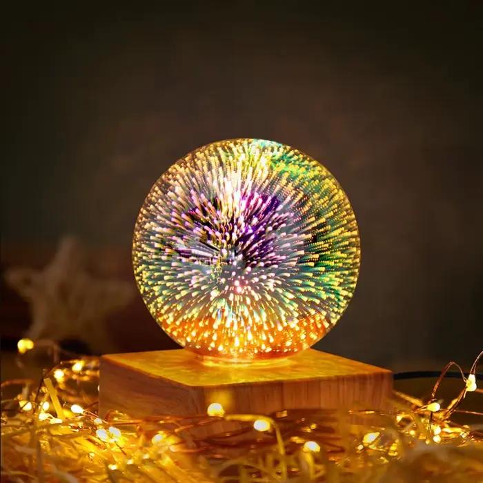 LED 3D feu d'artifice veilleuse atmosphère colorée lampe de Table suspension boule de verre pour la