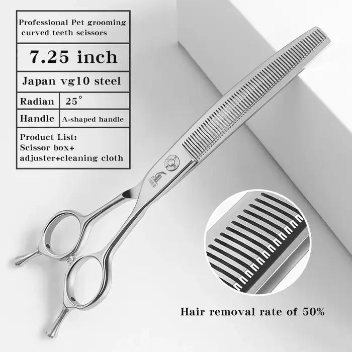 Ciseaux courbes pour toilettage des animaux, pour chien Teddy, acier japonais VG10, manche ergonomiq