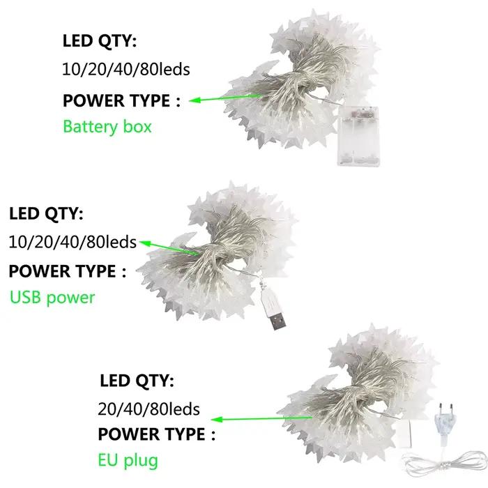 USB batterie puissance étoile chaîne lampe LED fée couronne de noël anniversaire en plein air fête d
