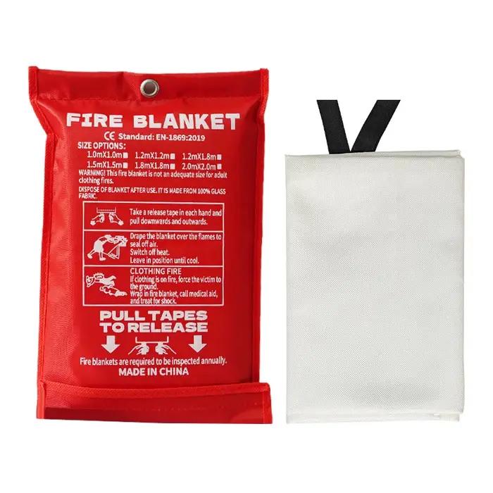 Couverture anti-feu en fibre de verre pour camping et sécurité domestique, couverture d'urgence ignifuge, protection thermique pour randonnée et cuisine