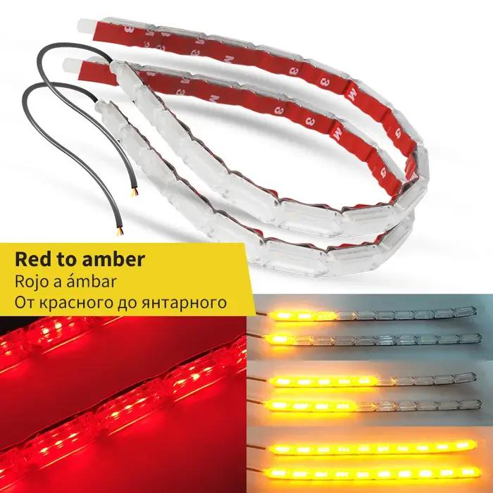 2 pièces blanc ambre bande LED Flexible LED DRL feux de jour étanche séquentiel lumière