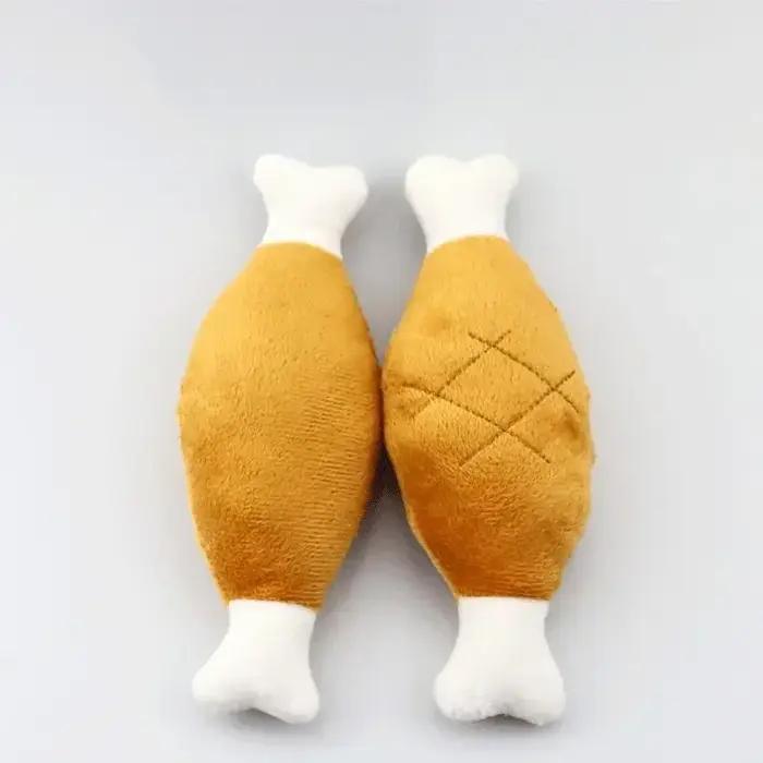 Jouet en peluche en forme de jambe de poulet grinçant pour chiens et chats de toutes tailles pour des heures de jeu sécuritaire et amusant