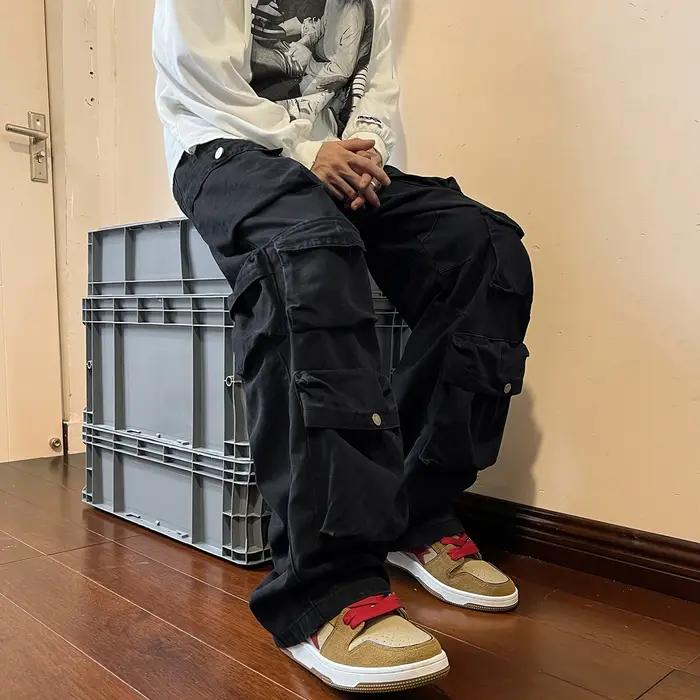 Pantalon cargo 2025 multi-poches vintage loose harajuku streetwear hip-hop homme