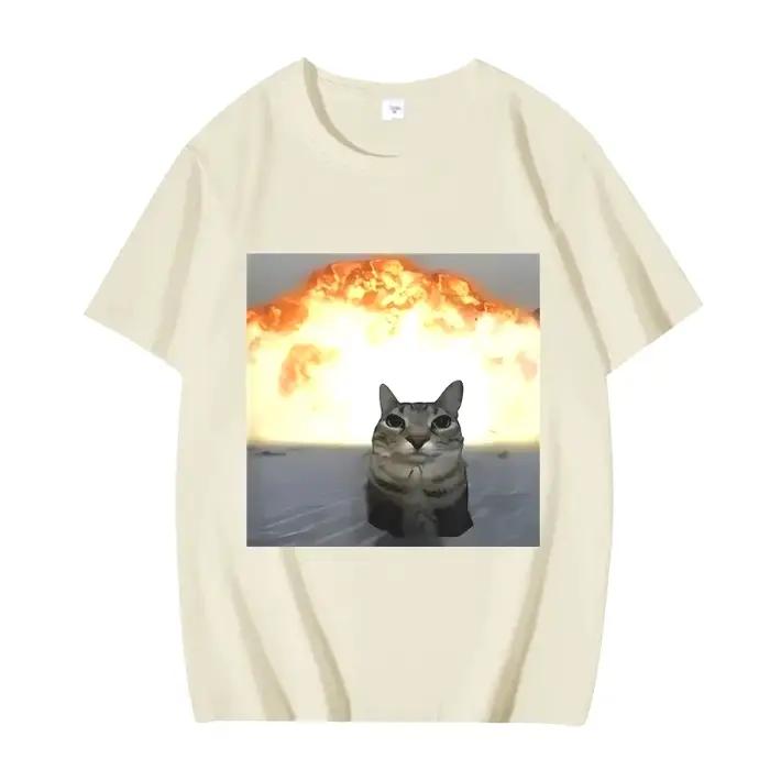 Fantaisie chat Explosion graphique t-shirt femmes drôle à manches courtes été impression haut pour femme