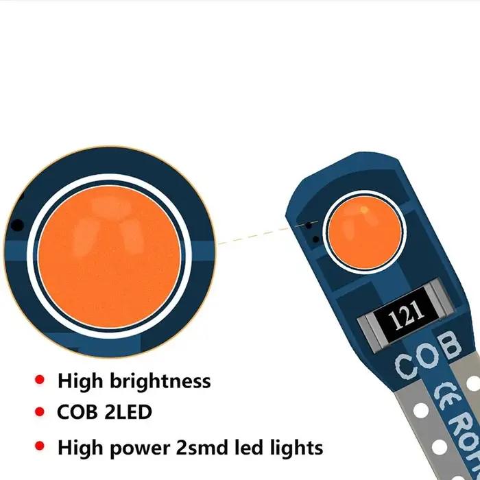 Eclairage intérieur de voiture, ampoule T5 W3W COB 2SMD, panneau Prada super lumineux, indicateur d'