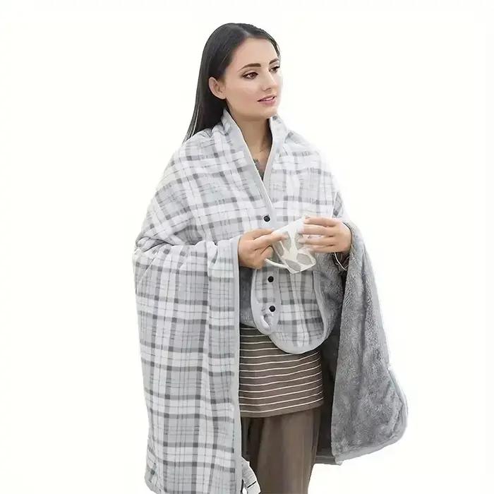 Couverture châle en flanelle coton polyester tricotée pour femmes style fashion multicolore confort bureau détente