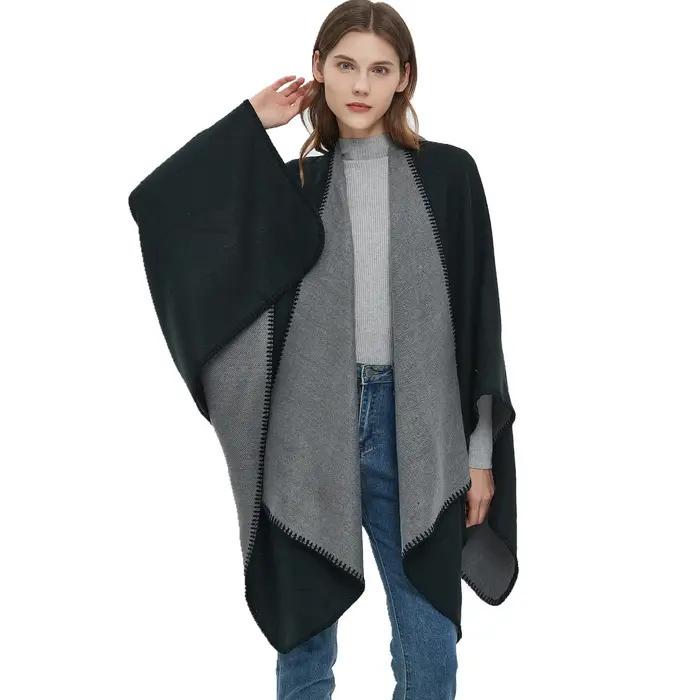 Châle fendu Double face en Imitation cachemire