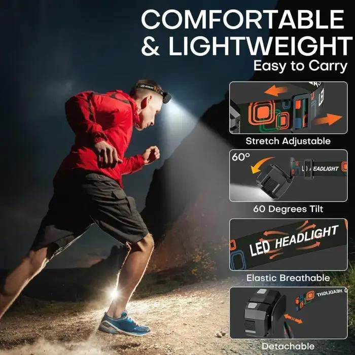 Lampe de sauna LED aste avec détecteur de mouvement, lumière rouge super lumineuse, lampe frontale d