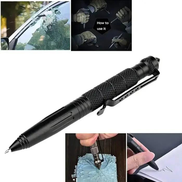 Stylo de défense tactique avec tête en acier tungstène, outil multifonction pour briser les vitres, pour la défense personnelle en extérieur et la signature