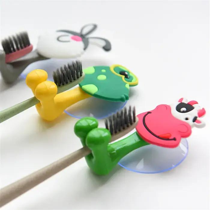 Porte-brosse à dents en forme d'animal de dessin animé, support de rangement mural antibactérien pou