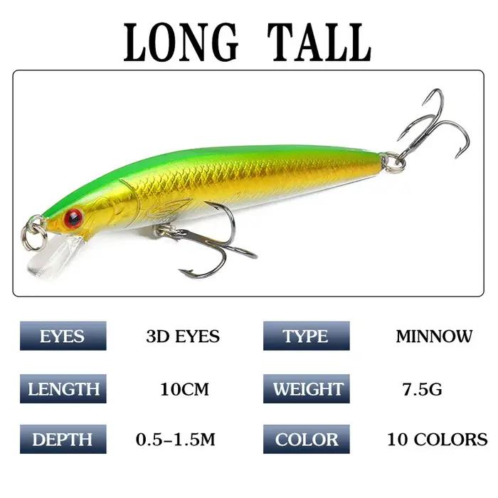 1 pièces 9g/10cm leurres de pêche vairon Wobbler flottant basse à la traîne artificiel dur appât man