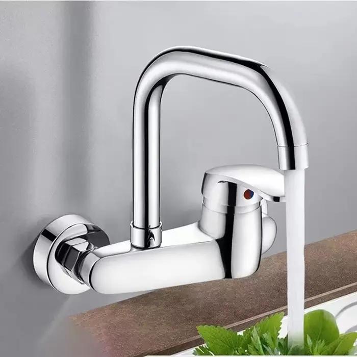 Robinet lave-mains mural laiton - Mitigeur lavabo eau chaude froide universel - Robinetterie salle de bain