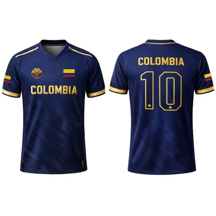 Nouveau Maillot de Foot 2026 Imprimé Drapeau Columbia pour Homme – T-shirt Sportif Respirant Col V Unisexe – Entraînement Décontracté Streetwear – Cadeau Idéal pour les Fans