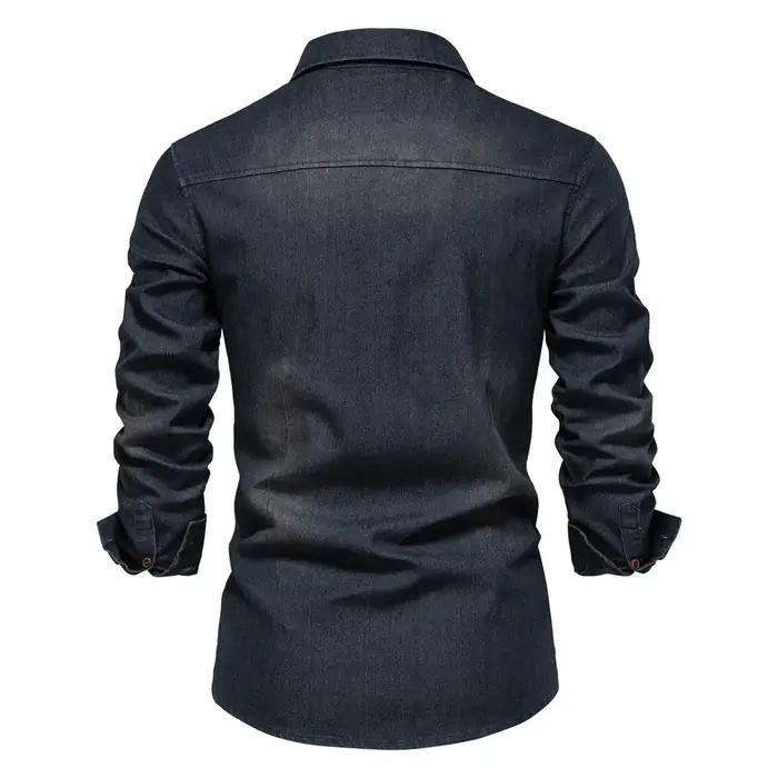 AIOPESON marque élastique coton Denim chemise hommes à manches longues qualité Cowboy chemises pour hommes décontracté mince Fit hommes vêtements de créateur