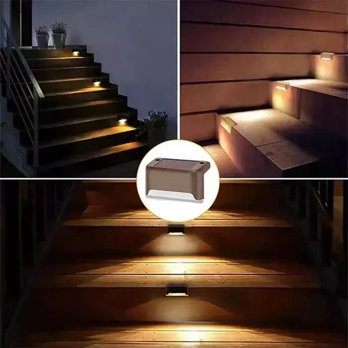 Blanc chaud LED solaire étape lampe chemin escalier extérieur jardin lumières étanche balcon lumière décoration