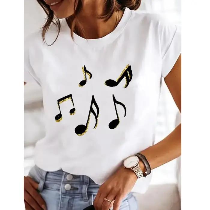 T-shirt col rond pour femme, design Y2K, années 90, imprimé amusant, polyester, confortable, polyvalent pour toutes les saisons, idéal pour les occasions spéciales