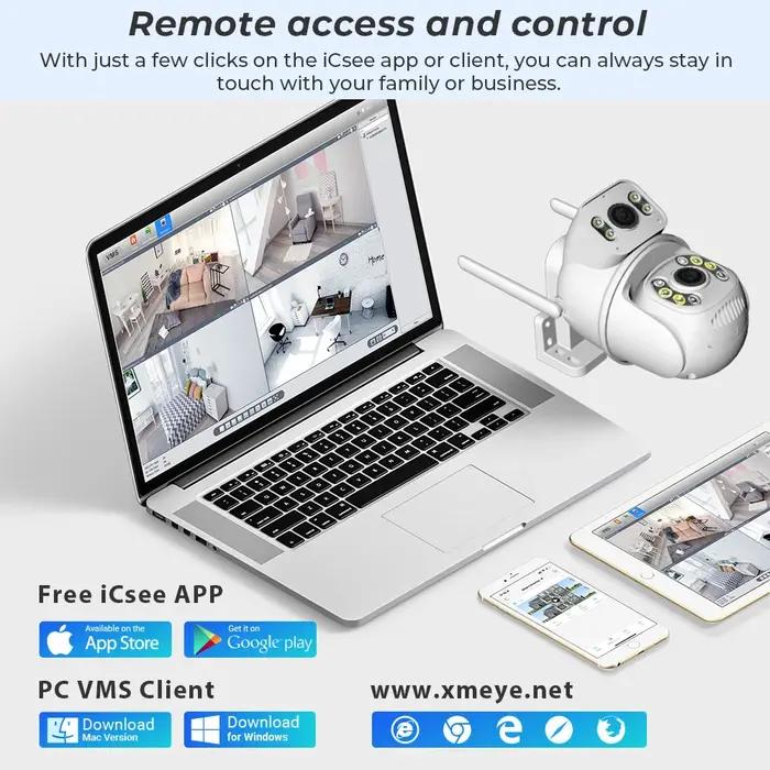 Caméra de surveillance iCSee 4K 8MP double objectif PTZ détection humaine IA résistante aux intempéries pour maison et entreprise occasions de sécurité
