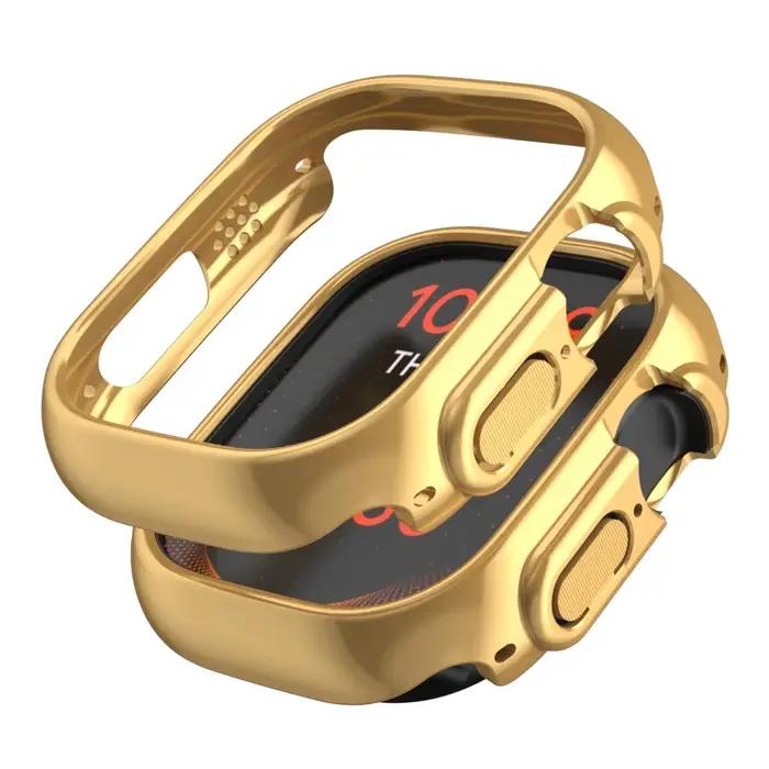 Cadre squelette Apple Watch 38-49mm plaqué avec coque PC dur - Protection avant arrière pour iWatch SE Ultra