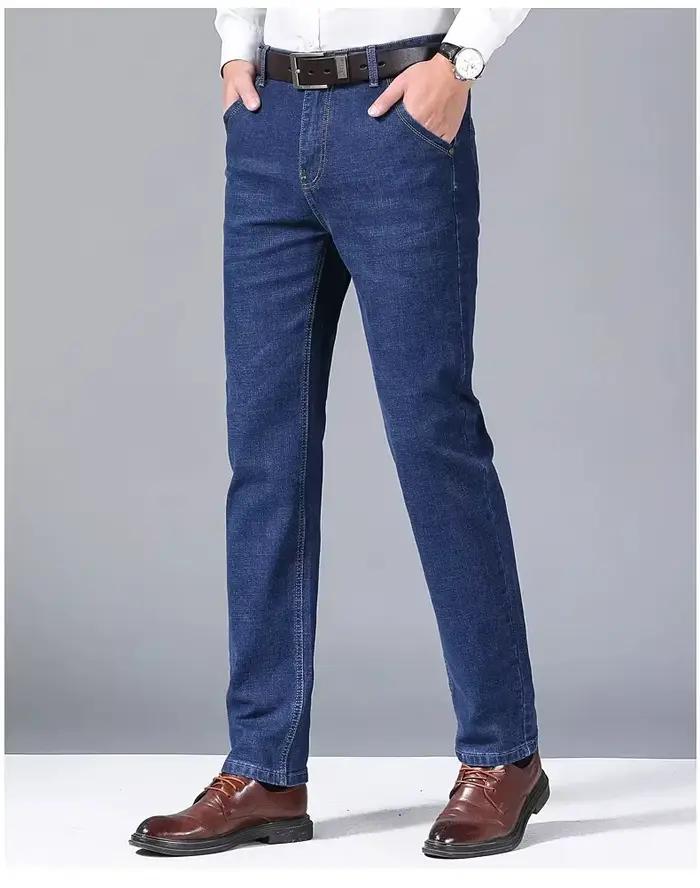 JEAN Nouveau Jean pour Homme Décontracté Coupe Droite Extensible Tendance Classique Noir Bleu Pantalon en Denim de Travail Vêtements de Marque Masculins TRS
