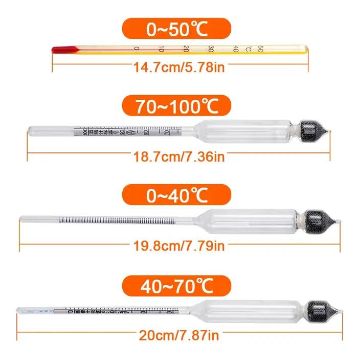 Ensemble d'alcoolomètre hydromètre 0 à 100%, testeur d'alcool, thermomètre, compteur de vin, outil d